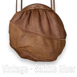 Vintage Saddle River, Soft Structure Rounded Bucket Style Bag Crossbody Purse
